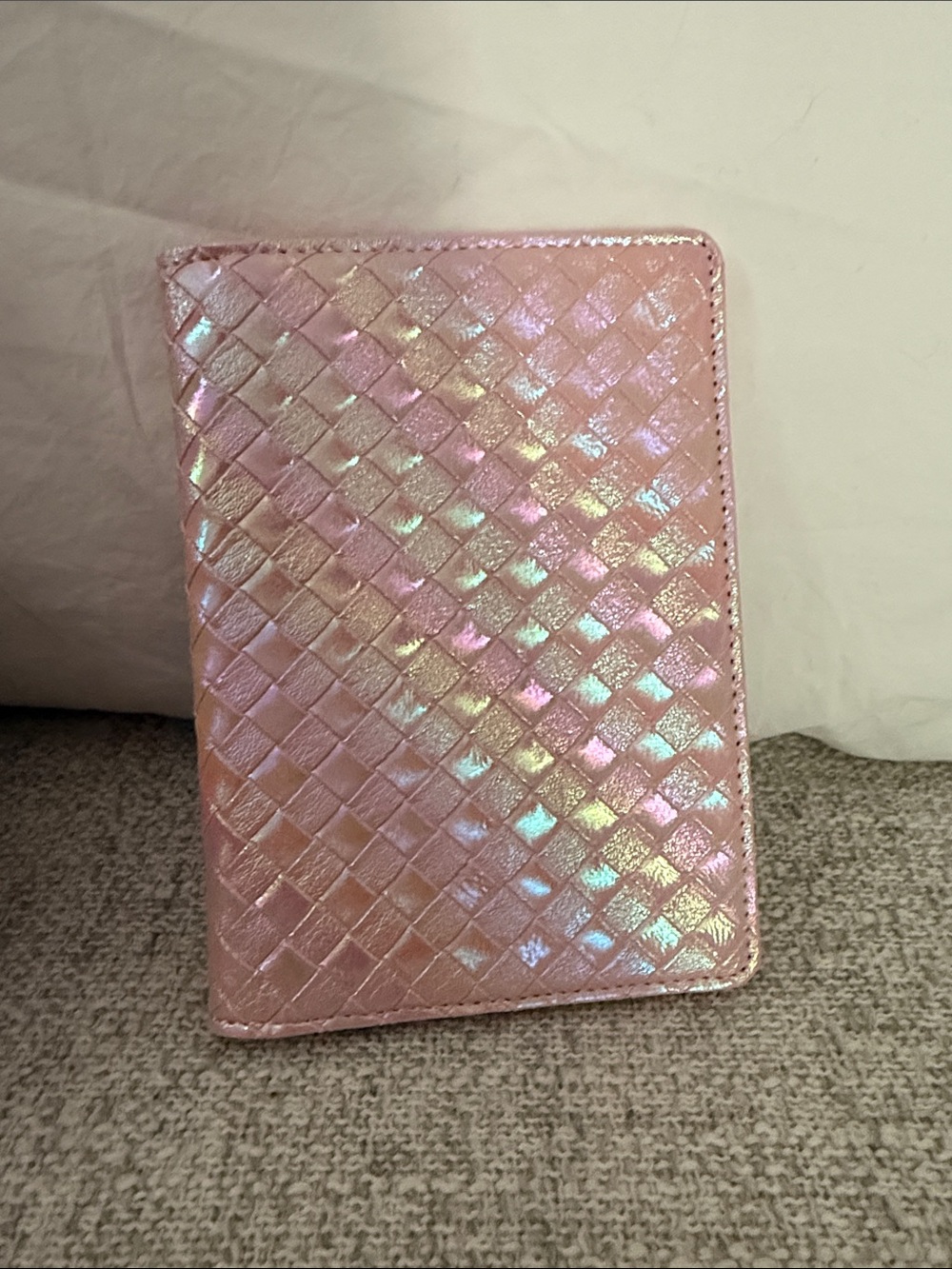 Iridescent Pink Woven Passport Holder